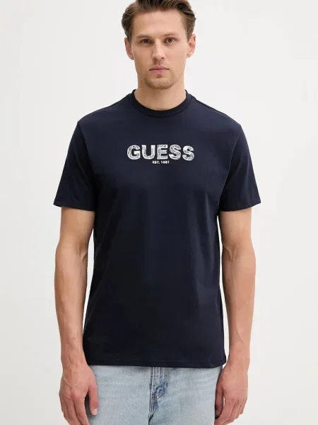 Тениска Guess с апликация тъмносиньо