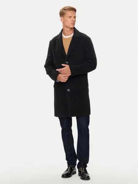 Tommy Hilfiger Palton de lână negru