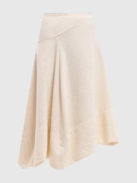 Спідниця асиметричного крою з вовни та льону Marc Le Bihan біла