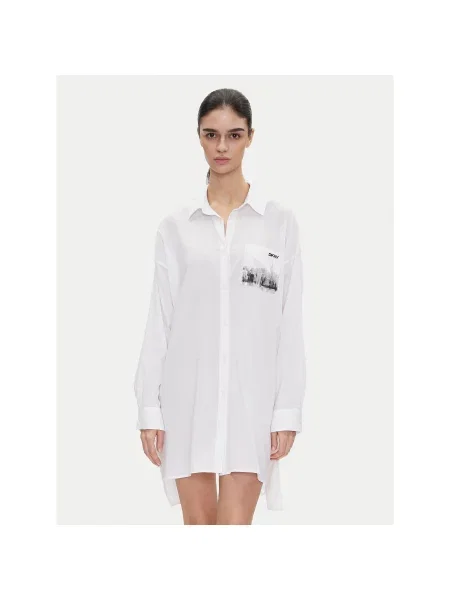 DKNY Naktiniai marškiniai Relaxed Fit balta