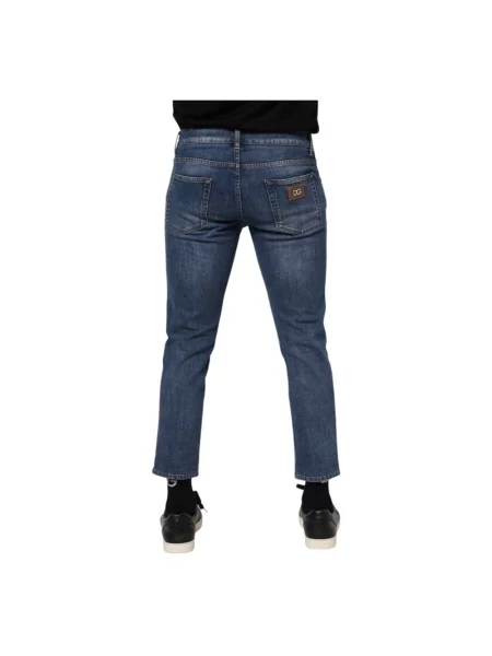 Jeansy Dolce And Gabbana z logo niebieskie
