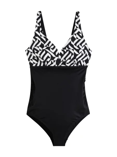 Bonprix Costum de baie întreg negru alb