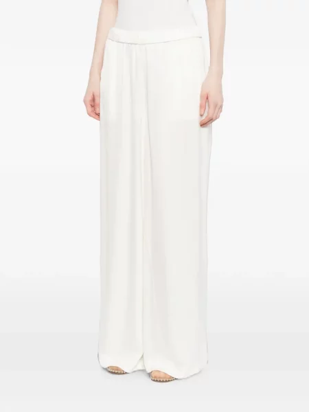 Pantaloni James Perse din satin alb