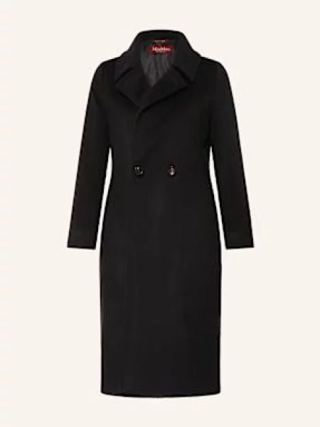 Max Mara Studio Vlněný Kabát Bcollag černá
