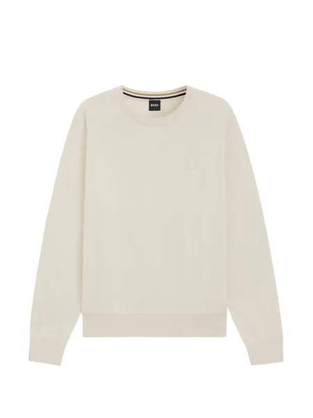 Pulover Boss cu decolteu rotund alb