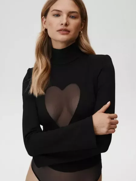 Undress Code body Heart Out Bodysuit gładka czarny