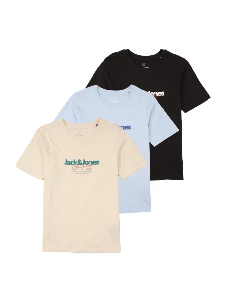 Jack & Jones Junior Tricou JORCASSIS bej / albastru deschis / roşu închis negru