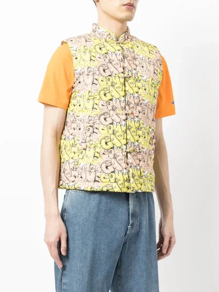Zateplená vesta Comme Des Garçons Shirt s potiskem žlutá