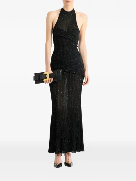 Lung rochie Balmain tricotate negru