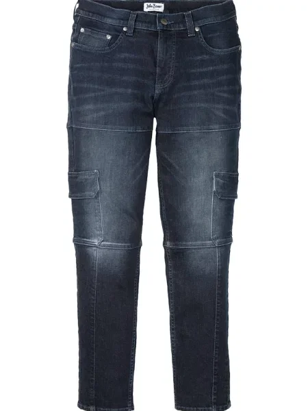 Jeansy bojówki slim fit straight niebieskie