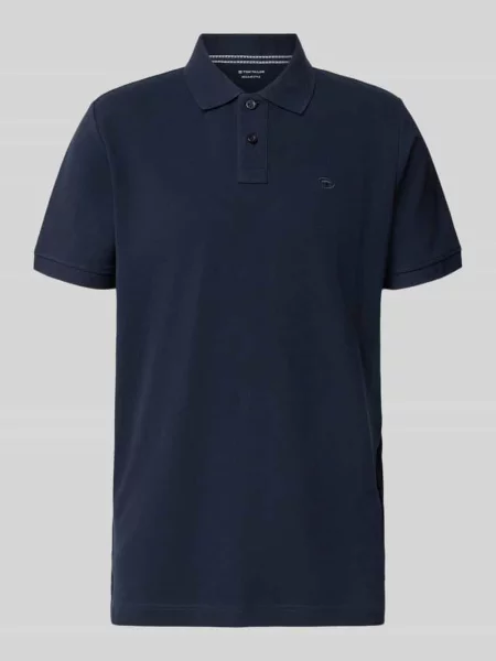 Koszulka polo o kroju regular fit z mieszanki bawełny Tom Tailor granatowa