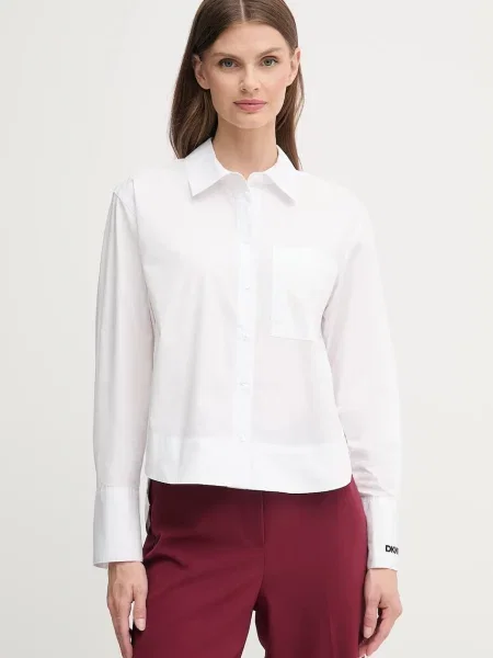 Dkny cămașă din cu guler clasic relaxed alb
