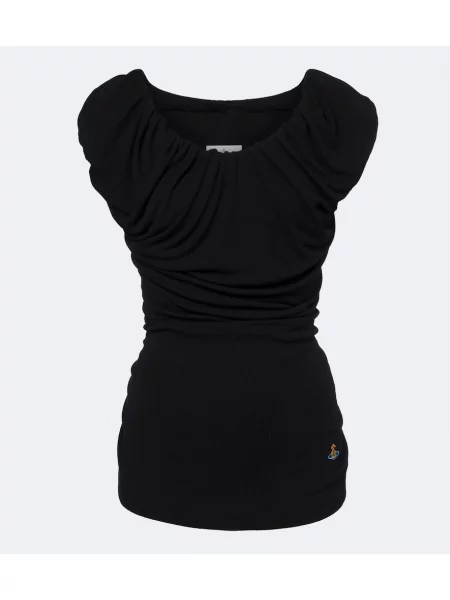 Top Vivienne Westwood din jerseu drapat negru