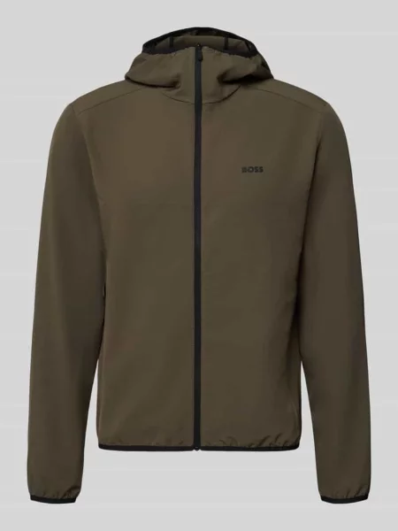 Kurtka treningowa o kroju slim fit z naszywką z logo model CommuterPro' Boss Green oliwkowa