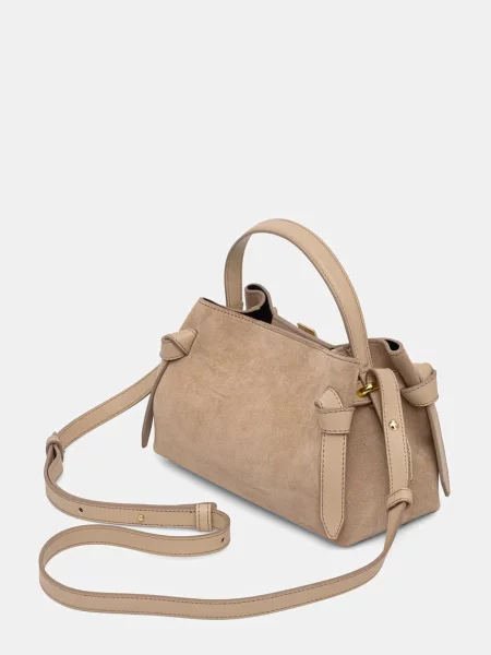 Yuzefi чанта crossbody дамска от велур GYOZA MINI бежово