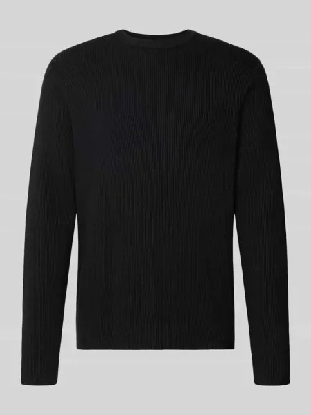 Sweter z dzianiny o kroju relaxed fit z okrągłym dekoltem Lindbergh czarny