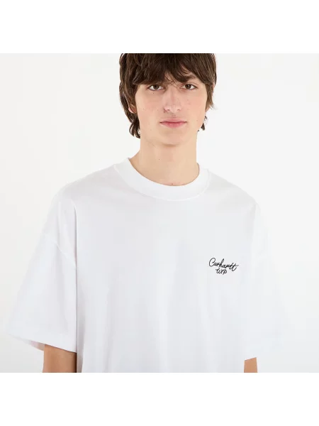 Μπλουζάκι Carhartt WIP S/S Signature Script T-Shirt ανδρικό άσπρο λευκό