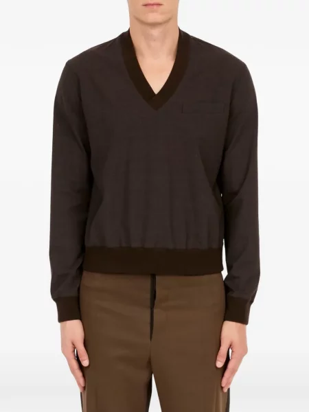 Lung top Mm6 Maison Margiela cu decolteu în V maro