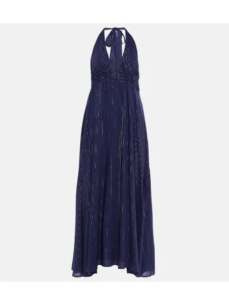 Rochie maxi Heidi Klein cu dungi cu gât halter de costum albastru