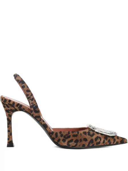 Pantofi cu toc Amina Muaddi slingback de cristal maro