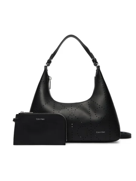 Calvin Klein Geantă Emblem Aop Perfor Lthr Bag negru