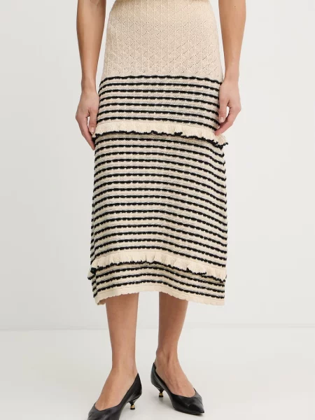 Twinset fustă din amestec de in bej