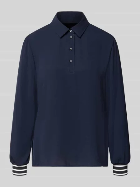 Koszulka polo o kroju regular fit z elastycznymi wykończeniami rękawów Marc Cain granatowa