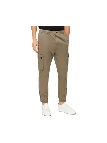 Pantaloni Calvin Klein Jeans din țesătură twill maro