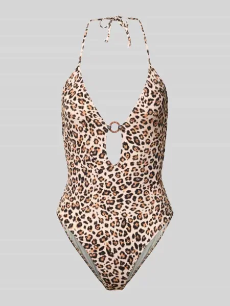 Strój kąpielowy typu neckholder z wycięciem model MIRELO SAVARI' Banana Moon beżowy