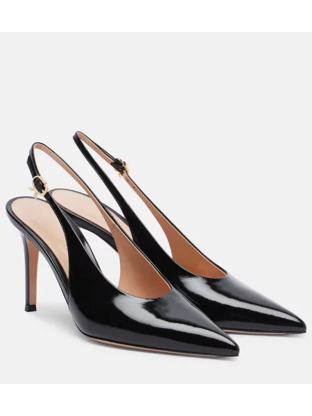 Pantofi cu toc Gianvito Rossi din piele slingback negru