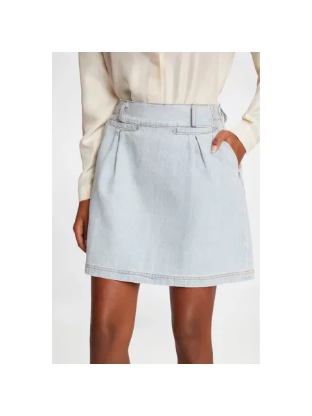 MUNTHE spódnica jeansowa UPALA mini prosta niebieski
