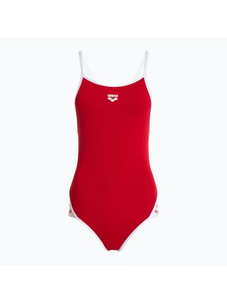 Дамски бански костюм от една част arena Icons Super Fly Back Solid red / white бяло