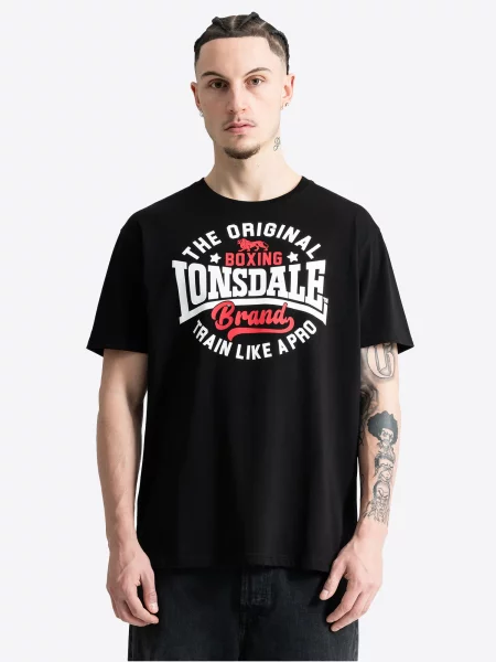 LONSDALE Tričko Wellbrow jedľová / červená / čierna biela