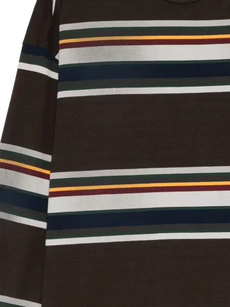 Lung tricou Juun.j cu dungi maro