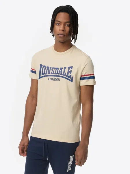 LONSDALE Majica CREICH pesek / modra rdeča
