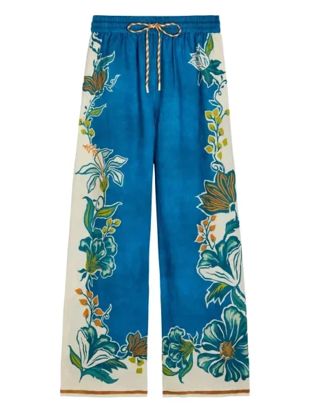 Pantaloni Alemais de in cu model floral cu imagine albastru