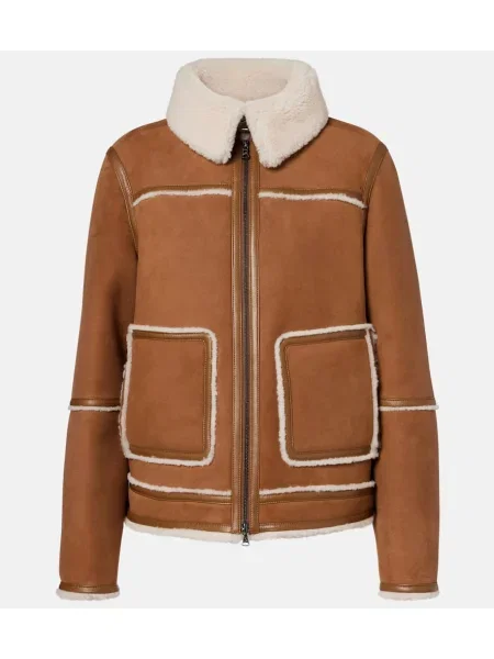 Geacă cu puf Bogner din piele de căprioară maro