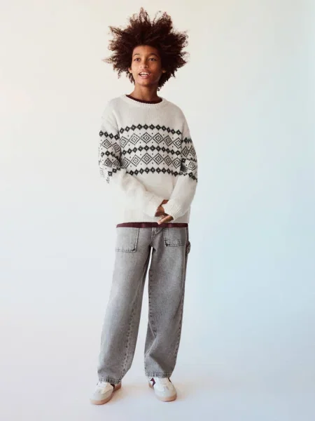Jeansy wide leg z denim Dzieci lata MANGO KIDS szary