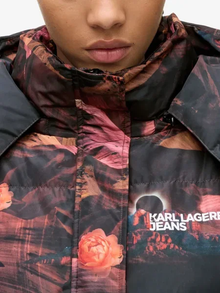 Дънково яке Karl Lagerfeld Jeans с принт червено