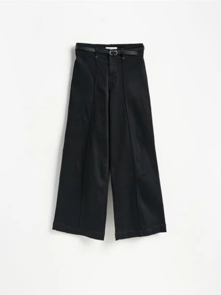 Reserved Blugi wide leg cu curea negru