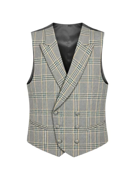 Vestă Etiem Textil S.l. în carouri cu două rânduri de nasturi gri