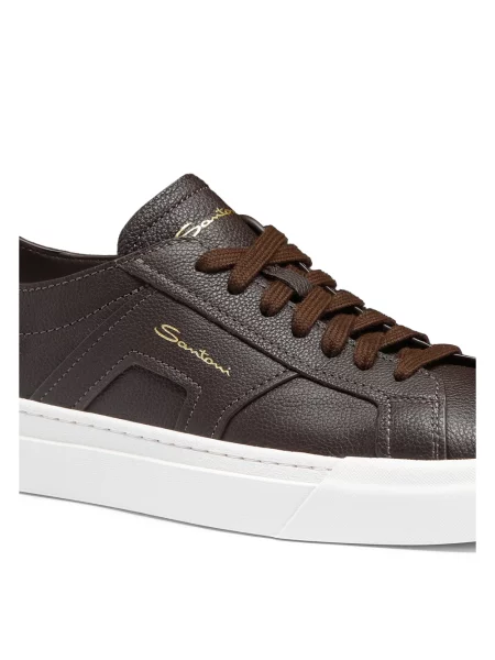 Sneakersy Santoni skórzane brązowe