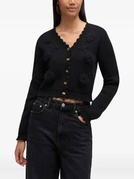 Cardigan Ganni cu model floral negru