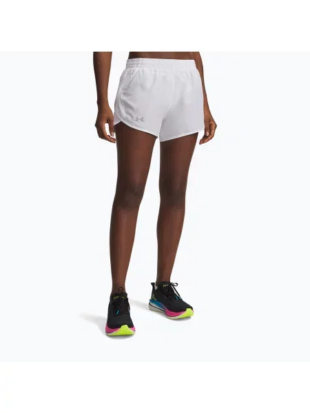 Pantaloni scurți de alergare pentru femei Under Armour Fly By 3" white/white/black alb