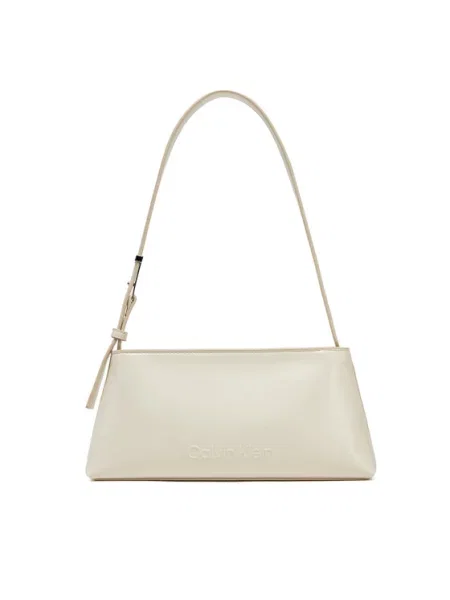 Calvin Klein Kabelka Embossed Logo Shoulder Bag Écru