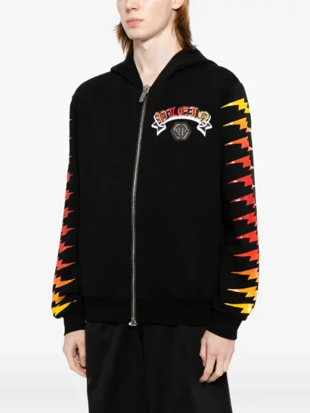 Hanorac cu glugă Philipp Plein cu paiete negru