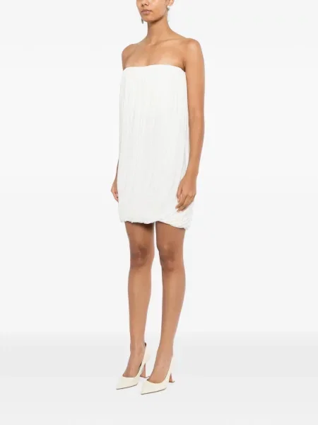 Rochie mini Alex Perry drapată fără bretele alb
