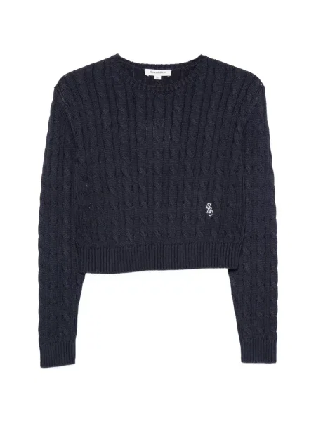 Pulover Sporty & Rich cu broderie albastru