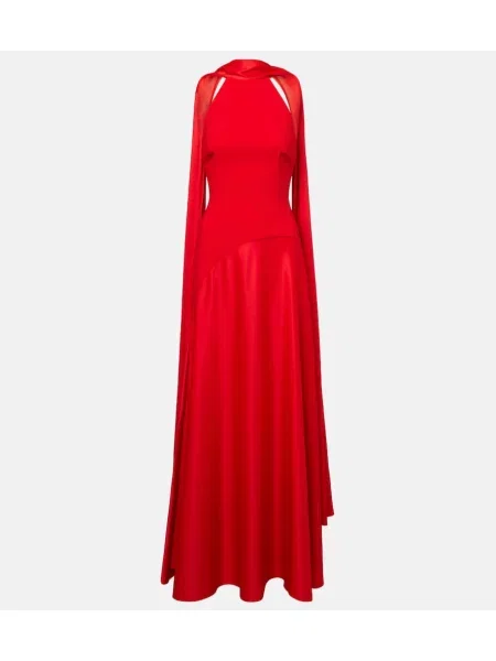 Rochie maxi Solace London din satin de costum roșu