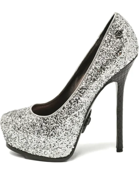 Pantofi cu toc Philipp Plein argintiu